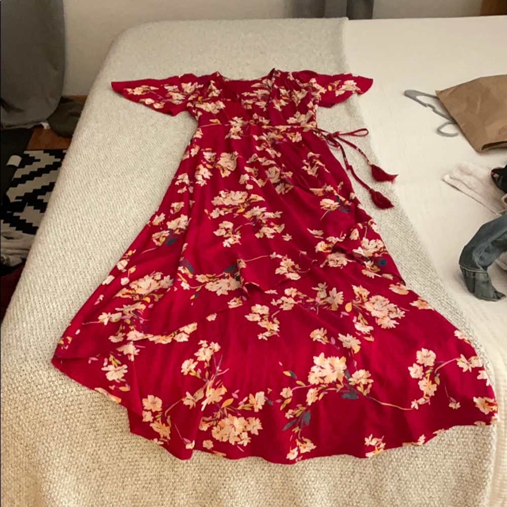 Cotten Candy LA red wrap dress, size S